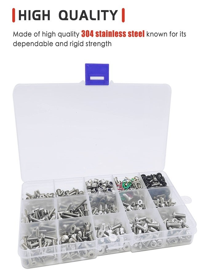 HOPLEX 710pcs Universal RC Screw Kit 304 Stainless Steel Screws Assortment Set, Hardware Fasteners for Traxxas Axial Redcat HPI Arrma SCX10 Losi 1/8 1/10 1/12 1/16 Scale RC Cars Trucks Crawler - Image 4